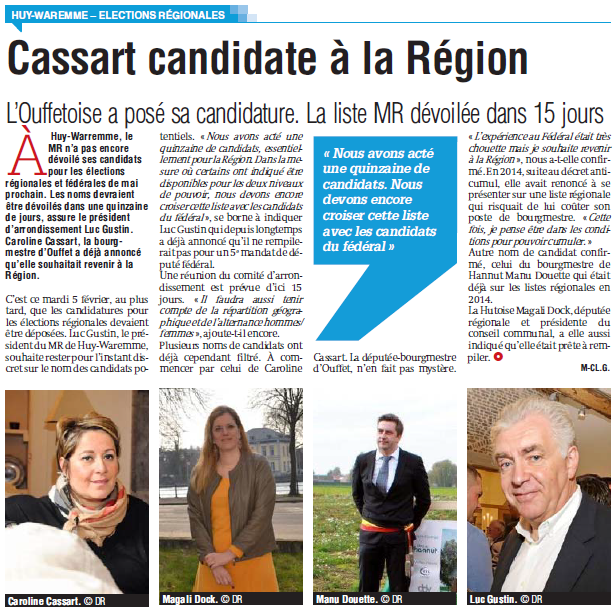 Cassart candidate à la région